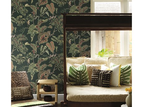 York Wallcoverings Ronald Redding Traveler Dark Green Jungle Cat Wallpaper