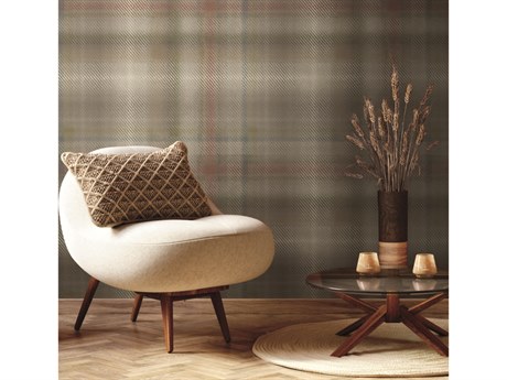 York Wallcoverings Ronald Redding Traveler Neutral Sterling Plaid Wallpaper