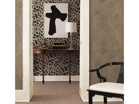 York Wallcoverings Ronald Redding Traveler Black Leopard Rosettes Wallpaper