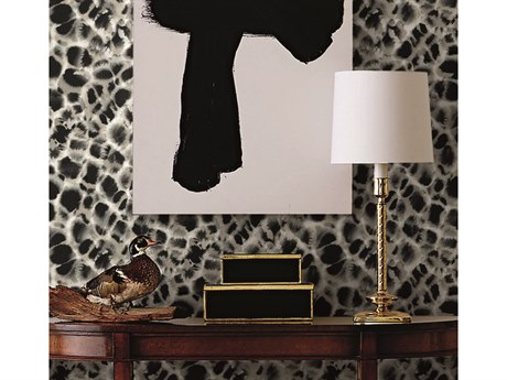 York Wallcoverings Ronald Redding Traveler Black & Off White Leopard Rosettes Wallpaper