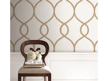 York Wallcoverings Ronald Redding 24 Karat Gold Laurel Leaf Ogee Wallpaper