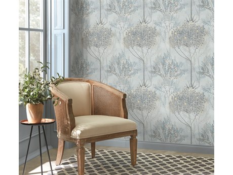 York Wallcoverings Mediterranean Blue Grey Orchard Wallpaper