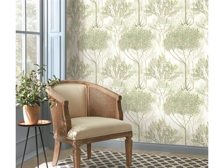 York Wallcoverings Mediterranean White Green Orchard Wallpaper