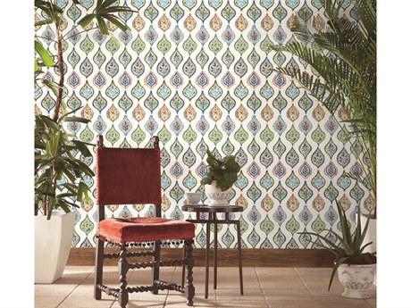York Wallcoverings Mediterranean White Multi Marketplace Motif Wallpaper