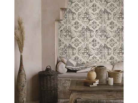 York Wallcoverings Mediterranean White Black Quartet Wallpaper
