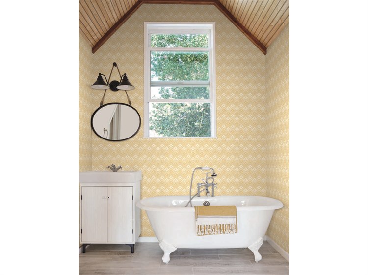 York Wallcoverings Norlander Yellow Chalet Wallpaper | YWNR1551