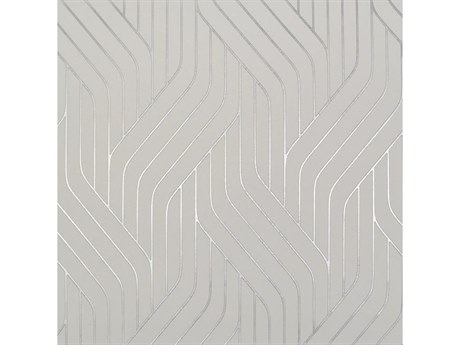 York Wallcoverings Antonina Vella Modern Metals White Silver Ebb Flow Wallpaper
