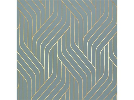 York Wallcoverings Antonina Vella Modern Metals Blue Gold Ebb Flow Wallpaper