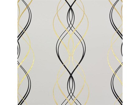 York Wallcoverings Antonina Vella Modern Metals Black White Aurora Wallpaper