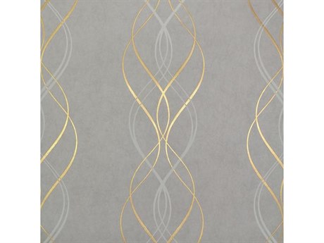 York Wallcoverings Antonina Vella Modern Metals Grey Gold Aurora Wallpaper