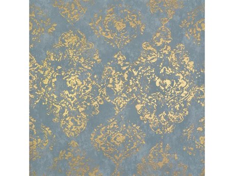 York Wallcoverings Antonina Vella Modern Metals Blue Gold Stargazer Wallpaper