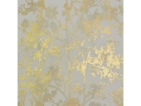 York Wallcoverings Antonina Vella Modern Metals Almond Gold Shimmering Foliage Wallpaper