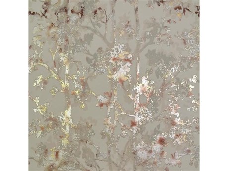 York Wallcoverings Antonina Vella Modern Metals Khaki Shimmering Foliage Wallpaper