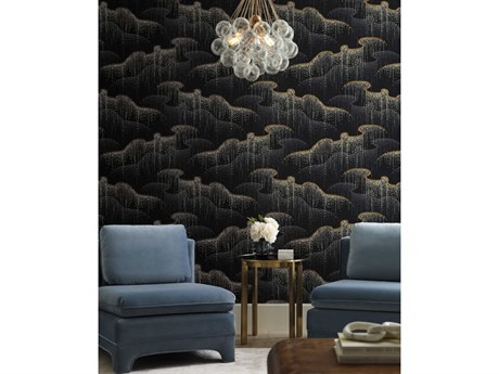 York Wallcoverings Modern Nature 2nd Edition Black Moonlight Pearls Wallpaper