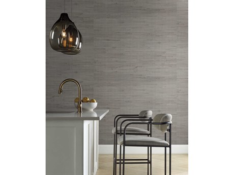 York Wallcoverings Modern Nature 2nd Edition Silver Blue Metallic Jute Wallpaper
