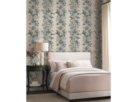 York Wallcoverings Rifle Paper Co. Second Edition White Blue Garden Party Trellis Wallpaper