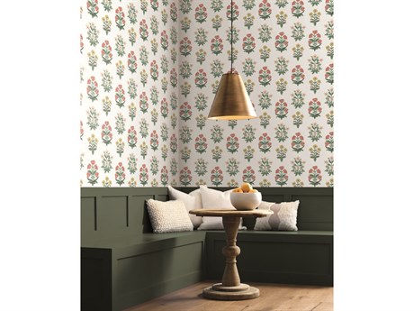 York Wallcoverings Rifle Paper Co. Second Edition White Pink Mughal Rose Wallpaper