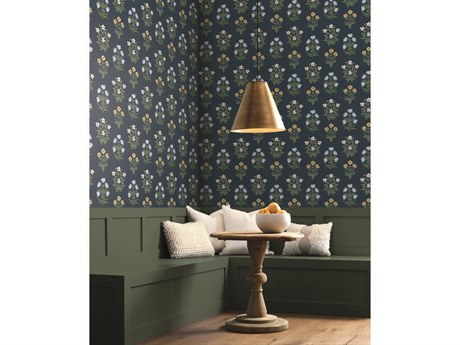 York Wallcoverings Rifle Paper Co. Second Edition Blue Purple Mughal Rose Wallpaper