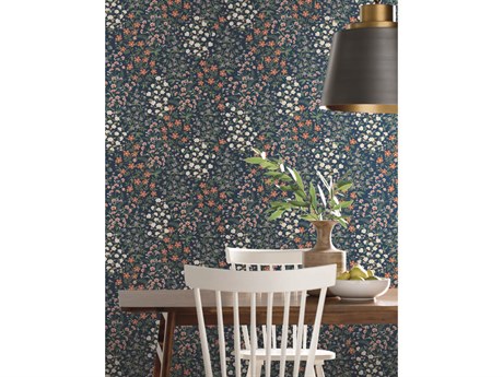 York Wallcoverings Rifle Paper Co. Second Edition Blue Red Wildwood Garden Wallpaper
