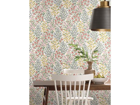York Wallcoverings Rifle Paper Co. Second Edition White Pink Wildwood Garden Wallpaper