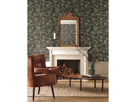 York Wallcoverings Rifle Paper Co. Second Edition Black Green Cornflower Wallpaper