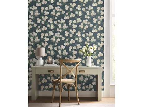 York Wallcoverings Rifle Paper Co. Second Edition Blue Hydrangea Wallpaper