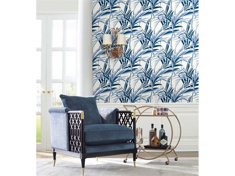 York Wallcoverings Tropics Resource Library Blue White Tropical Paradise Wallpaper