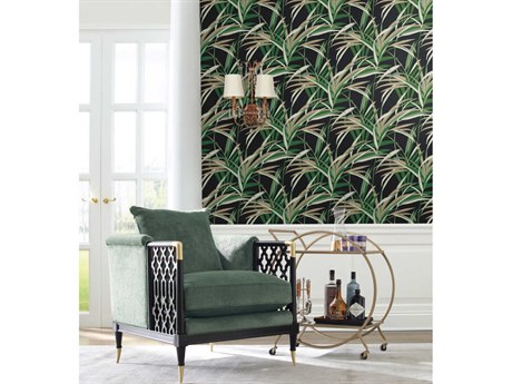 York Wallcoverings Tropics Resource Library Green Black Tropical Paradise Wallpaper