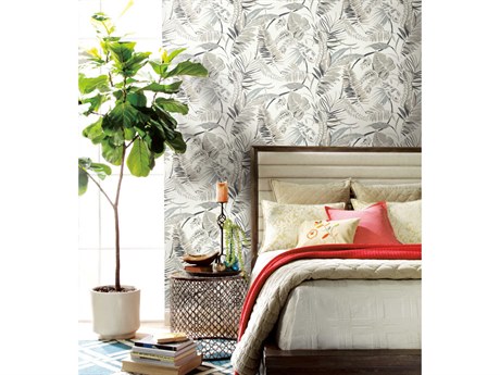 York Wallcoverings Tropics Resource Library White Tropical Toss Wallpaper