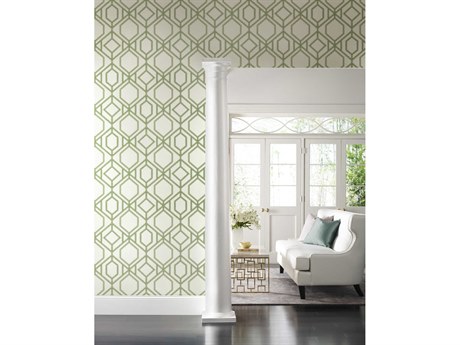 York Wallcoverings Tropics Resource Library Green Sawgrass Trellis Wallpaper