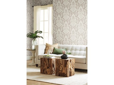 York Wallcoverings Tropics Resource Library Taupe Hawthorne Ikat Wallpaper