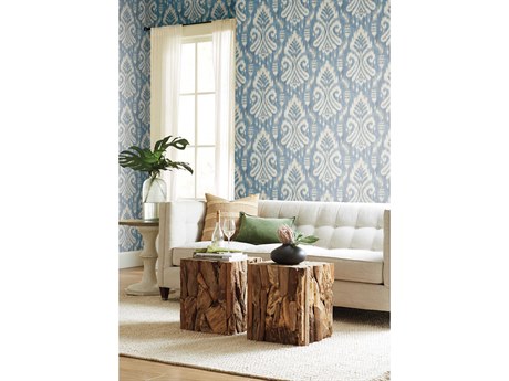 York Wallcoverings Tropics Resource Library Blue Hawthorne Ikat Wallpaper
