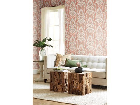 York Wallcoverings Tropics Resource Library Coral Hawthorne Ikat Wallpaper