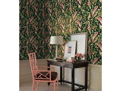 York Wallcoverings Tropics Resource Library Black Tropical Love Birds Wallpaper
