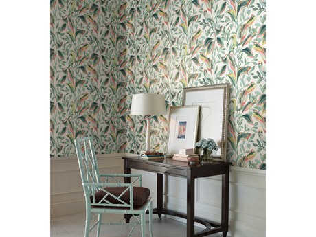 York Wallcoverings Tropics Resource Library White Coral Tropical Love Birds Wallpaper
