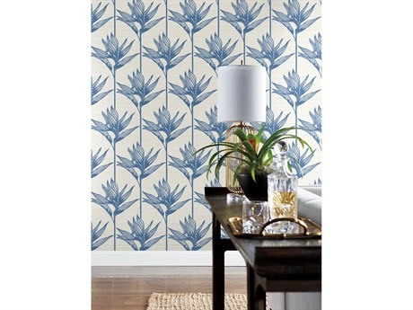 York Wallcoverings Tropics Resource Library Blue Bird of Paradise Wallpaper
