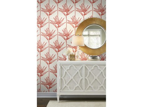 York Wallcoverings Tropics Resource Library Coral Bird of Paradise Wallpaper