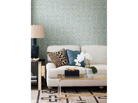 York Wallcoverings Tropics Resource Library Blue Diamond Macrame Wallpaper