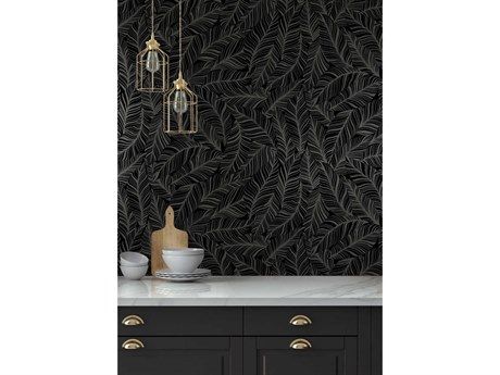York Wallcoverings Tropics Resource Library Black Rainforest Canopy Wallpaper