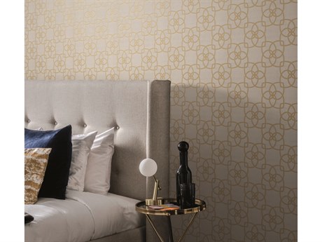 York Wallcoverings Antonina Vella Dazzling Dimensions Volume II Cream Gold Metallic Serendipity Wallpaper