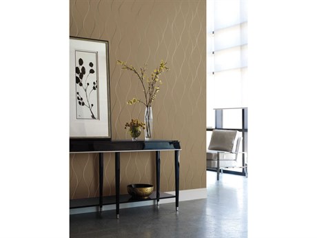 York Wallcoverings Antonina Vella Dazzling Dimensions Volume II Tan Metallic Wavy Stripe Wallpaper