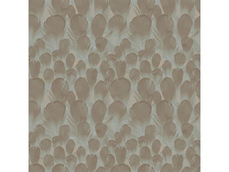 York Wallcoverings Antonina Vella Natural Opalescence Brown Turquoise Feathers Wallpaper