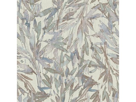 York Wallcoverings Antonina Vella Natural Opalescence Lavender Blue Rainforest Leaves Wallpaper