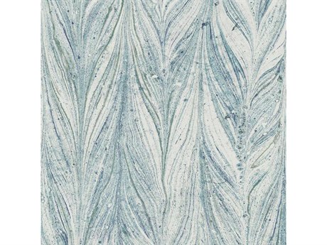 York Wallcoverings Antonina Vella Natural Opalescence Blue Metallic Ebru Marble Wallpaper