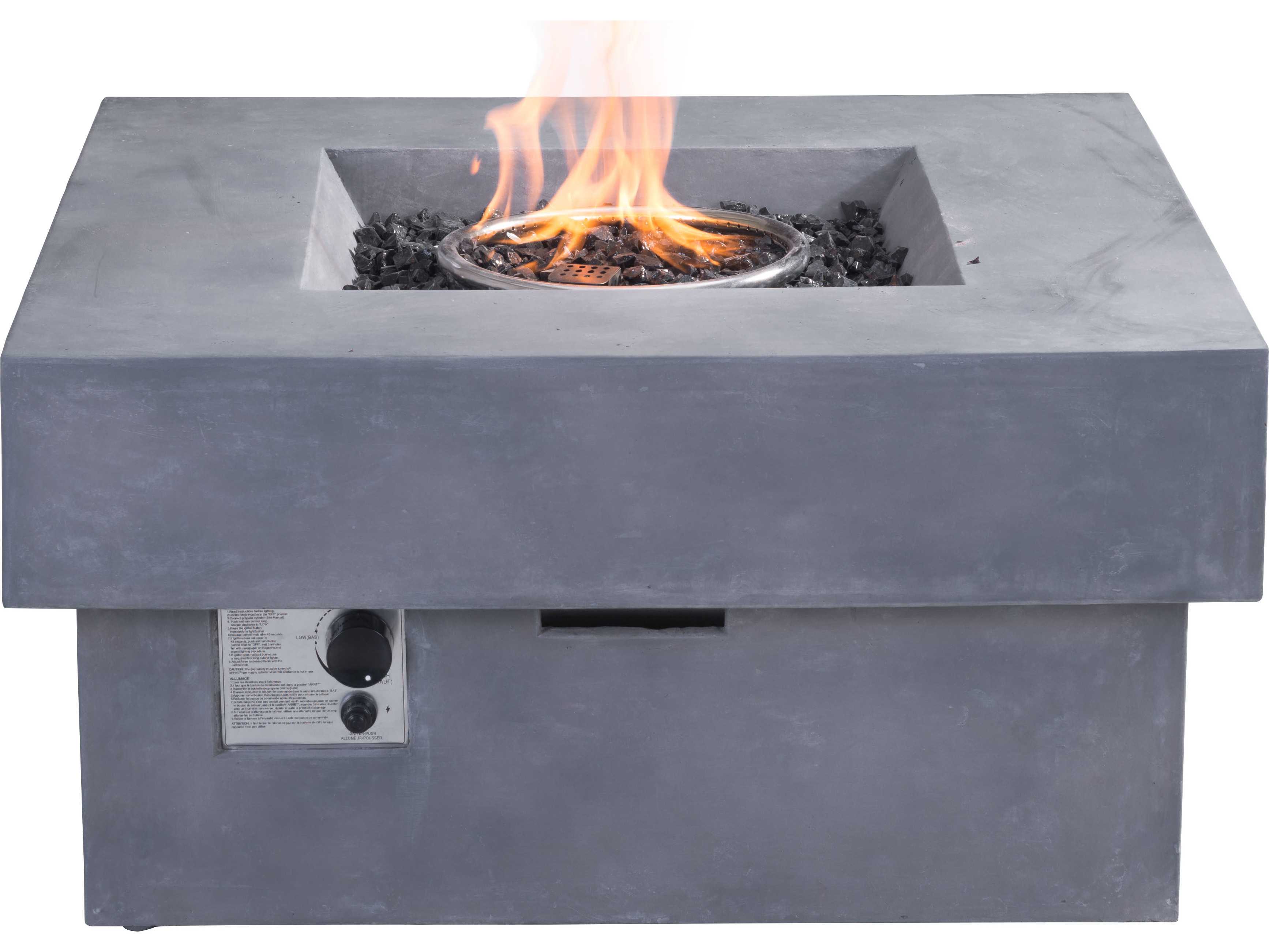 Zuo Outdoor Diablo 36 Square Propane Fire Pit In Gray 100413 View