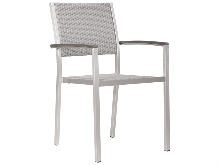 Zuo Outdoor Metropolitan Aluminum Polyethylene Faux Wood Arm Chair Set of Two