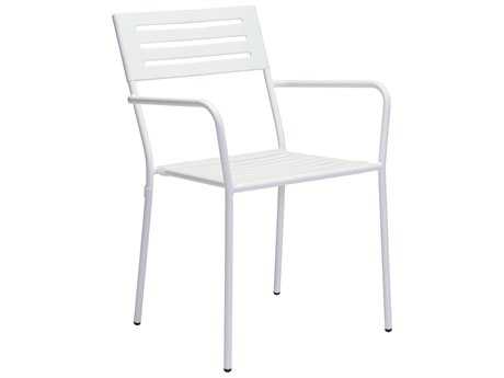Zuo Outdoor Wald Steel Dining Arm Chair in White (Sold in 2)