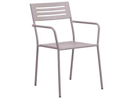 Zuo Outdoor Wald Steel Dining Arm Chair in Taupe (Sold in 2)