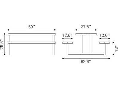 Zuo Outdoor Cuomo Aluminum Faux Wood 62.60 x 59 Rectangular Picnic ...