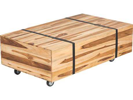 Zuo Outdoor River Teak Galvanized Iron 47.40 x 27.60 Rectangular Coffee Table